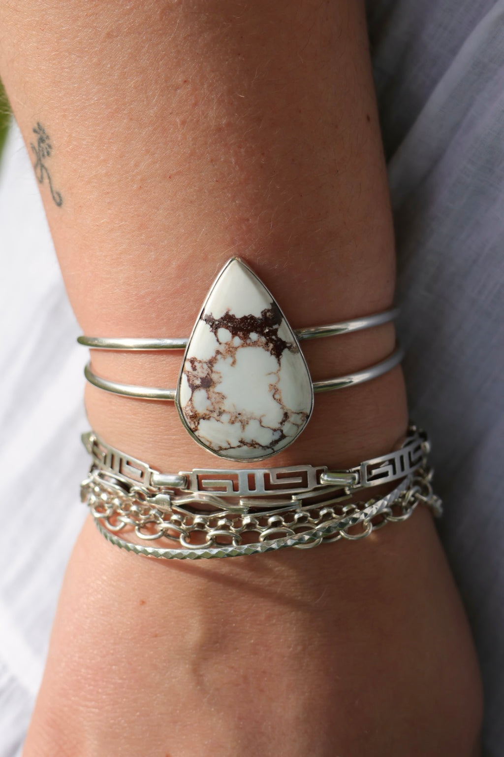 White Horse Jasper Bangle