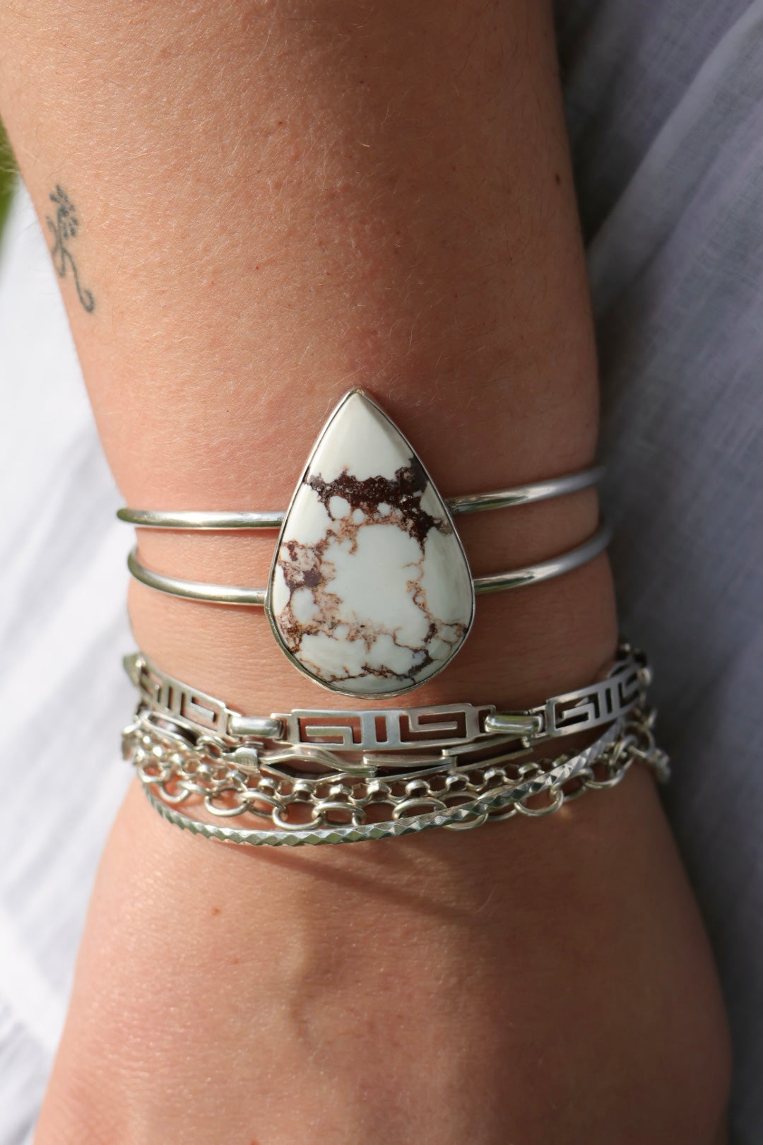 White Horse Jasper Bangle