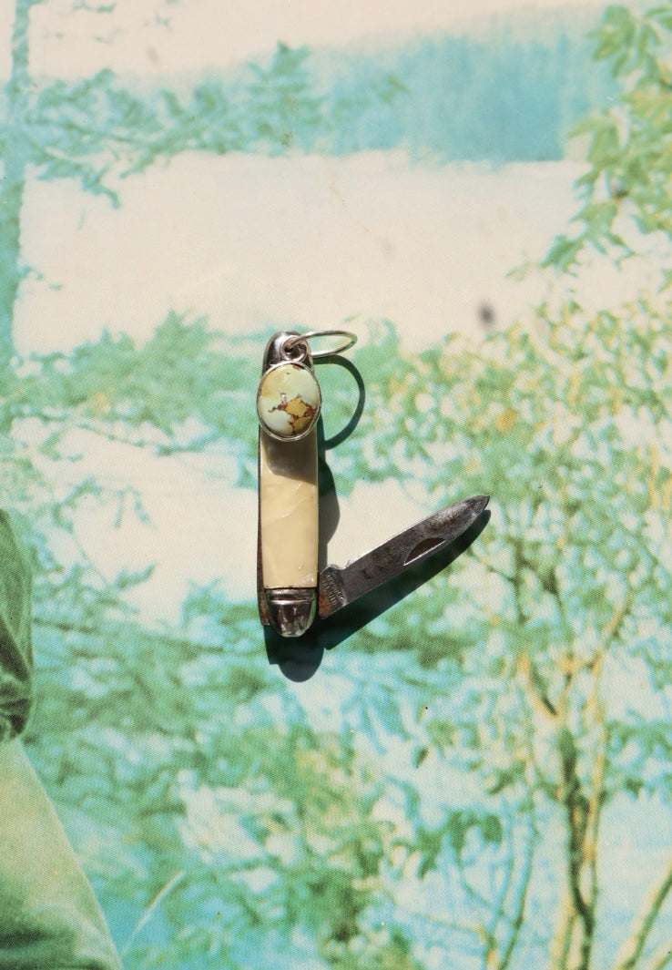 Vintage Penknife and Turquoise Pendant