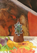 Tibetan Turquoise "Cactus Flower" Ring size 'M'