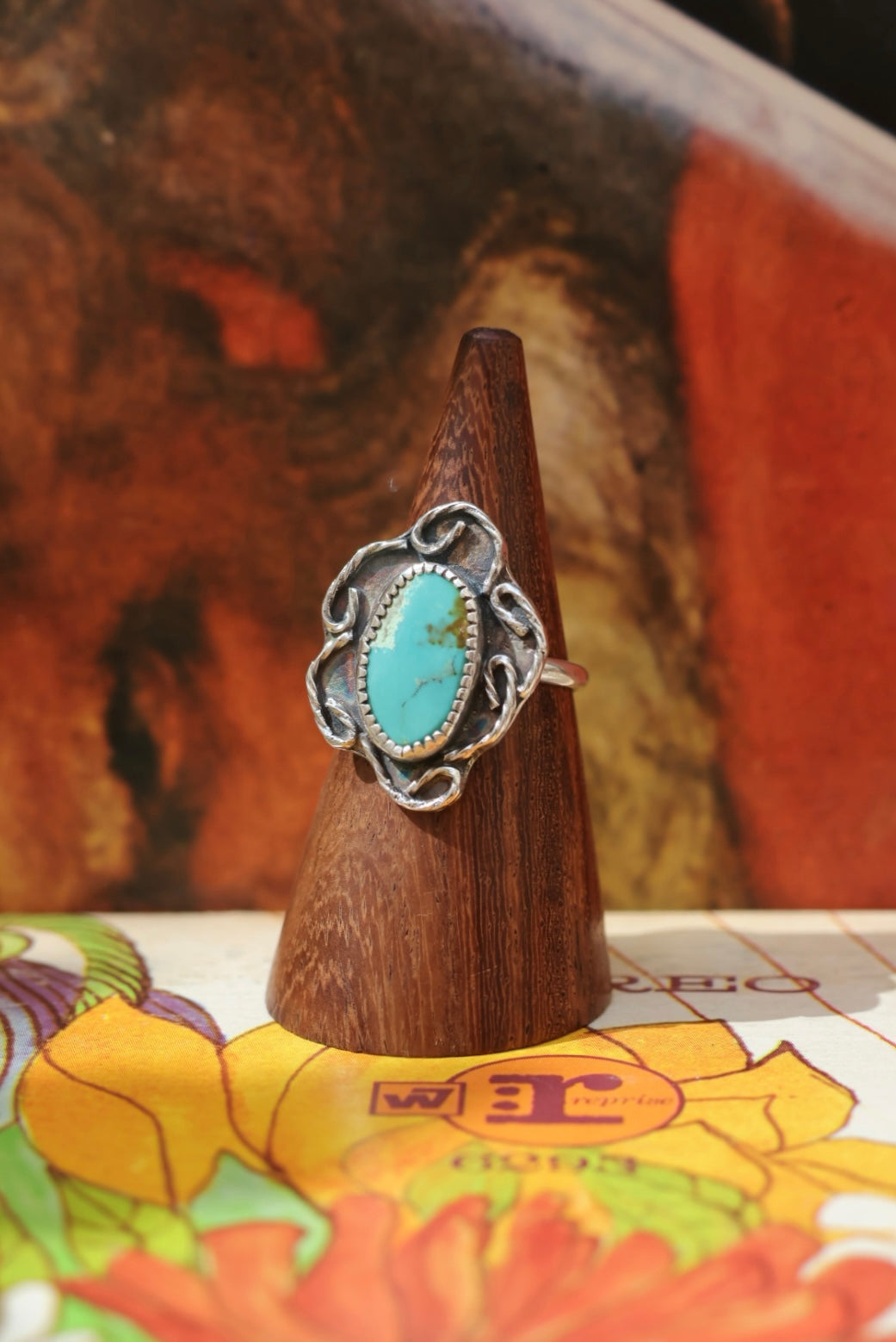 Arizona Turquoise "Cactus Flower" Ring size 'O'