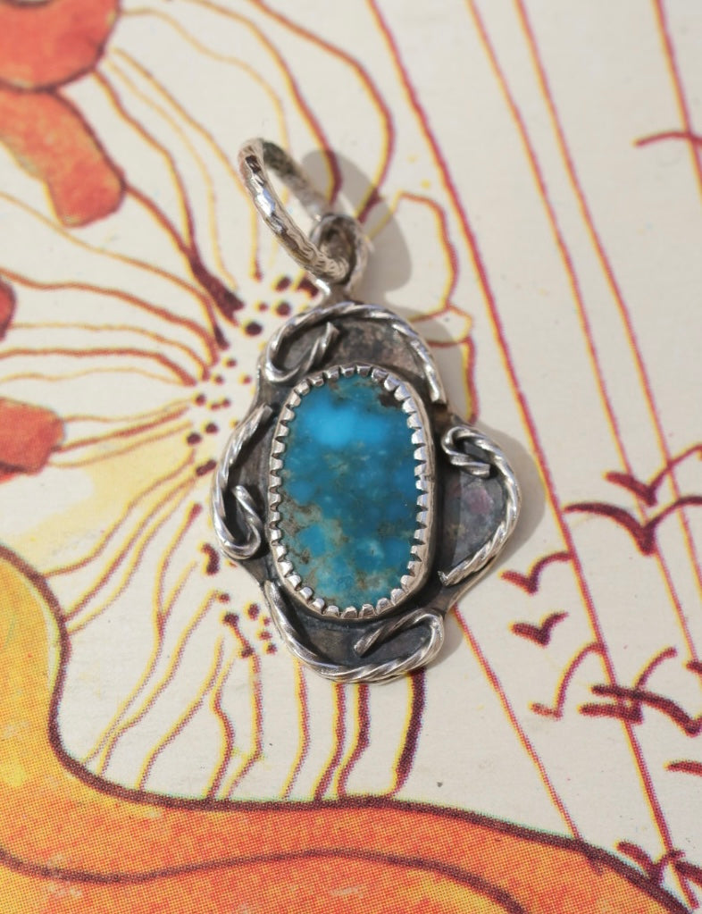 Arizona Turquoise "Cactus Flower" Pendant